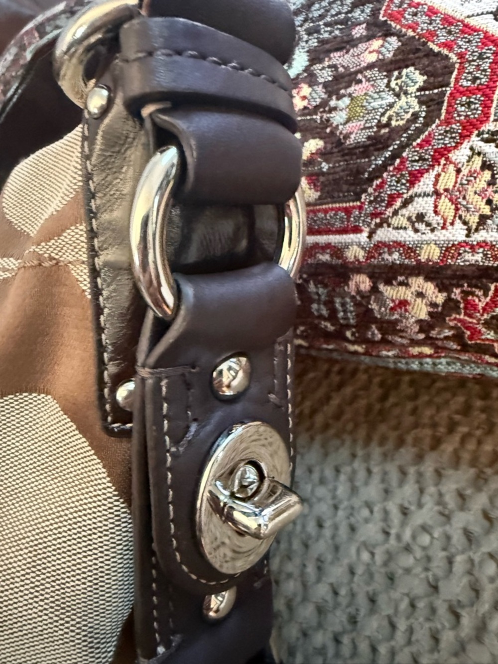 Coach Brown/Tan Signature Canvas Shoulder Bag - Picture 4 of 9